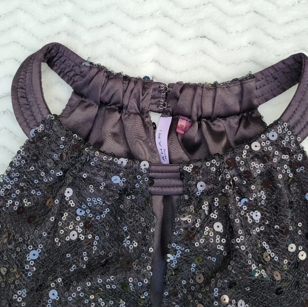 Tahari women's black sequin tank keyhole hope blouse - Picture 7 of 12